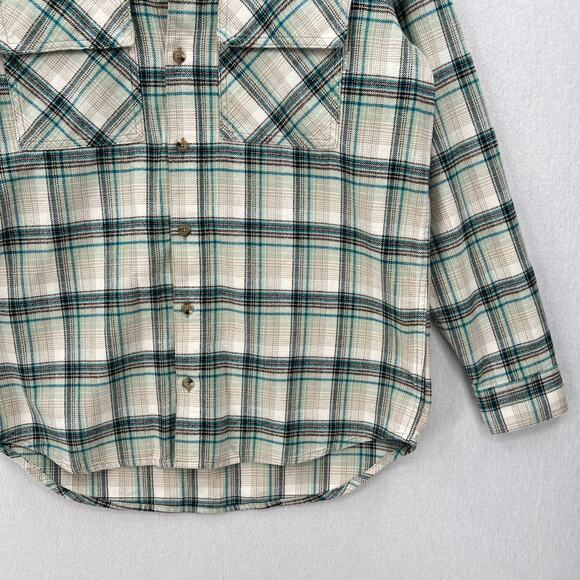 ARITZIA TNA Plaid Oversized Shirt Women S Cream Blue Fiona Button Up Shacket NEW - Picture 6 of 13